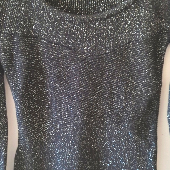 Black with silver thread knit long sleeve party dress! - Picture 9 of 10